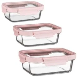 B&M Pink Glass Food Container - Medium -B&M 380659 380660 380661 glass food container pink large