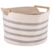 B&M Rhodes Striped Basket - Cream -B&M 381883 rhodes stripe basket
