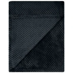 B&M Waffle Fleece Throw - Black -B&M 383147 supersoft waffle fleece throw black 3