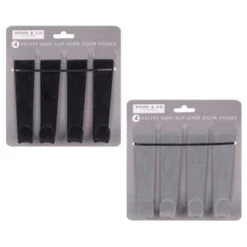 B&M Velvet Overdoor Hooks 4pk - Black -B&M 383665 4 velvet non slip over door hooks main
