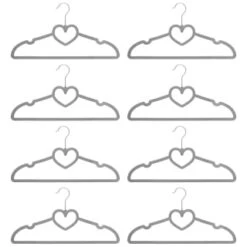 B&M Velvet Heart Shaped Hangers 8pk - Grey -B&M 383671 8pk velvet shaped hangers hearts grey