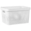 B&M Large Rectangular Spot Storage Basket - White -B&M 384198 rectangular large spot basket white