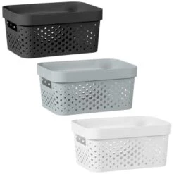 B&M Medium Rectangular Spot Storage Basket - White -B&M 384229 384230 384302 rectangular medium spot basket grey 1