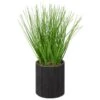 B&M Artificial Grass In Black Rattan Pot