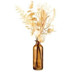B&M Bleached Flowers In Amber Vase
