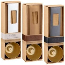 B&M Escape Incense Sticks & Holder - Mandarin, Lemon, Pink Grapefruit -B&M 387610 387611 387613 incense sticks and holder group