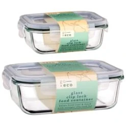 B&M Large Eco Glass Clip Lock Food Container -B&M 388506 388507 glass clip lock food container group 2