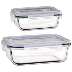 B&M Large Eco Glass Clip Lock Food Container -B&M 388506 388507 glass clip lock food container group