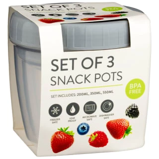 B&M Set Of 3 Snack Pots 3pk 3 B&M Set Of 3 Snack Pots 3pk