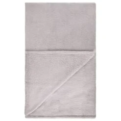 B&M Cosy At Home Silver Teddy Throw -B&M 388657 teddy throw silver 3