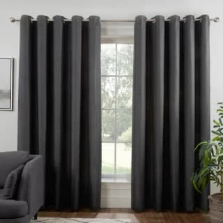 B&M Colorado Hopsack Fully Lined Charcoal Eyelet Curtains 66 X 90" 3 B&M Colorado Hopsack Fully Lined Charcoal Eyelet Curtains 66 X 90"