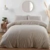 B&M Roma Brushed Herringbone Double Duvet Set - Natural -B&M 389747 389748 roma herringbone natural duvet set 1