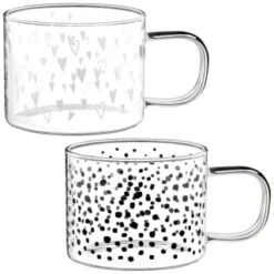 B&M Printed Glass Mug - Hearts -B&M 390185 printed glass mug group