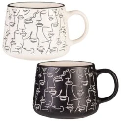 B&M Face Print Mug - Black -B&M 390329 face print mugs cream