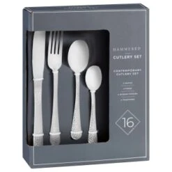 B&M Cambridge Hammered Cutlery Set 16pc -B&M 390396 16 peice cambridge cutlery set hammered