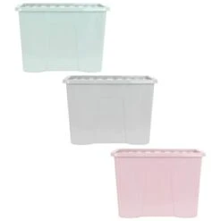 B&M Storage Box With Lid 80L - Sage -B&M 391381 391383 391384 80l storage box and lid group 1