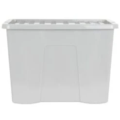 B&M Storage Box With Lid 80L - Grey 9 B&M Storage Box With Lid 80L - Grey -B&M 391381 grey 80l storage box and lid