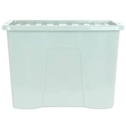 B&M Storage Box With Lid 80L - Sage -B&M 391384 sage 80l storage box and lid
