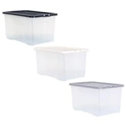 B&M Large Clear Storage Box With Lid 60L - Black -B&M 391386 clear 60 litre box with lid group