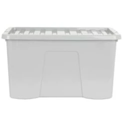 B&M Storage Box With Lid 60L - Grey -B&M 391387 grey 60l storage box 4