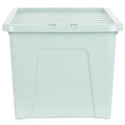B&M Storage Box With Lid 60L - Sage -B&M 391388 sage 60l storage box 2