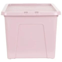 B&M Storage Box With Lid 60L - Dusty Pink -B&M 391389 dusty pink 60l storage box 2