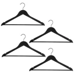 B&M Matt Black Wooden Hangers 4pk 7 B&M Matt Black Wooden Hangers 4pk -B&M 392148 4pk matte black wooden hangers 2