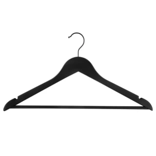 B&M Matt Black Wooden Hangers 4pk 4 B&M Matt Black Wooden Hangers 4pk - Image 2
