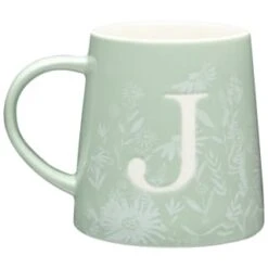 B&M Floral Alphabet Mug (Assorted) 16 B&M Floral Alphabet Mug (Assorted) -B&M 394397 floral alphabet mug green j