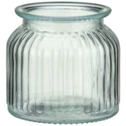 B&M Small Ribbed Glass Jar With Wooden Lid -B&M 394427 ribbed glass jar with wooden lid small 3