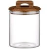 B&M Small Glass Jar With Acacia Wood Lid -B&M 394439 small glass canister with acacia wood 2