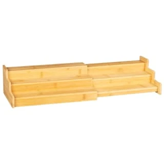 B&M Extendable 2 Tier Bamboo Cupboard Organiser 4 B&M Extendable 2 Tier Bamboo Cupboard Organiser - Image 2