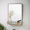 B&M Black Mirror With Wooden Shelf -B&M 394590 black mirror with wooden shelf