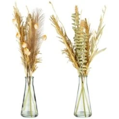 B&M Pampas & Leaf In Glass Vase -B&M 394707 pampas and leaf in glass vase group