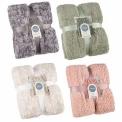 B&M Simply Two Tone Teddy Throw - Natural -B&M 394924 394926 394927 394928 simply plain teddy throw group 1
