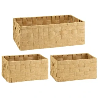B&M Caen Set Of 3 Paper Rope Baskets - Natural 3 B&M Caen Set Of 3 Paper Rope Baskets - Natural