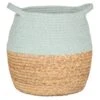 B&M Rope & Wicker Belly Basket - Green 1 B&M Rope & Wicker Belly Basket - Green -B&M 395899 stripe top basket with handle green