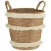 B&M Fringe Stripe Wicker Basket -B&M 395929 fringe stripe wicker basket
