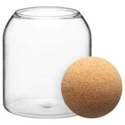 B&M Small Glass Jar With Cork Lid -B&M 396483 small glass jar with cork lid 2