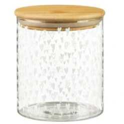 B&M Printed Glass Bamboo Storage Jars 3pc -B&M 396485 3pk printed glass bamboo storage jars 3